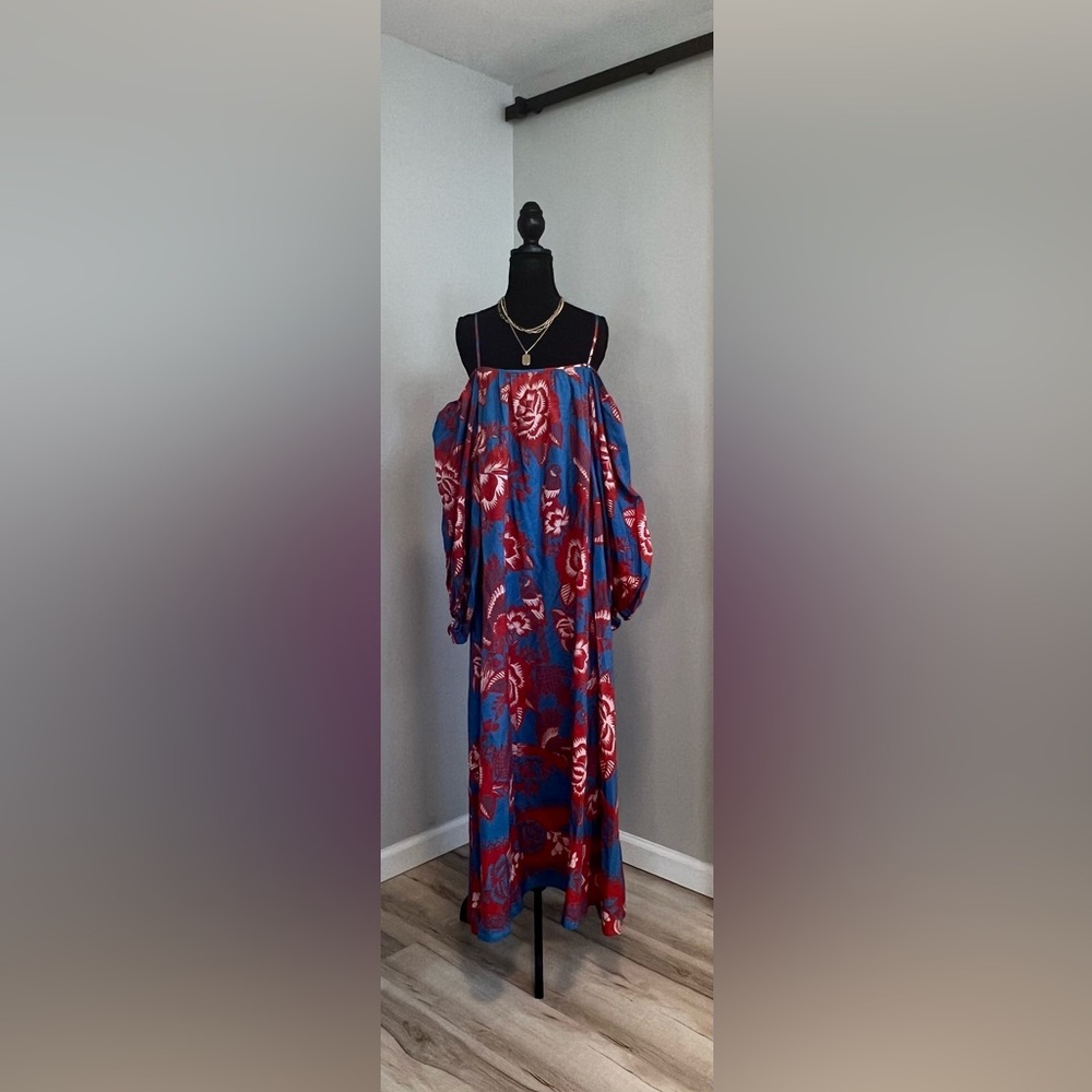 FARM Rio Blue and Red Lace Garden Dress